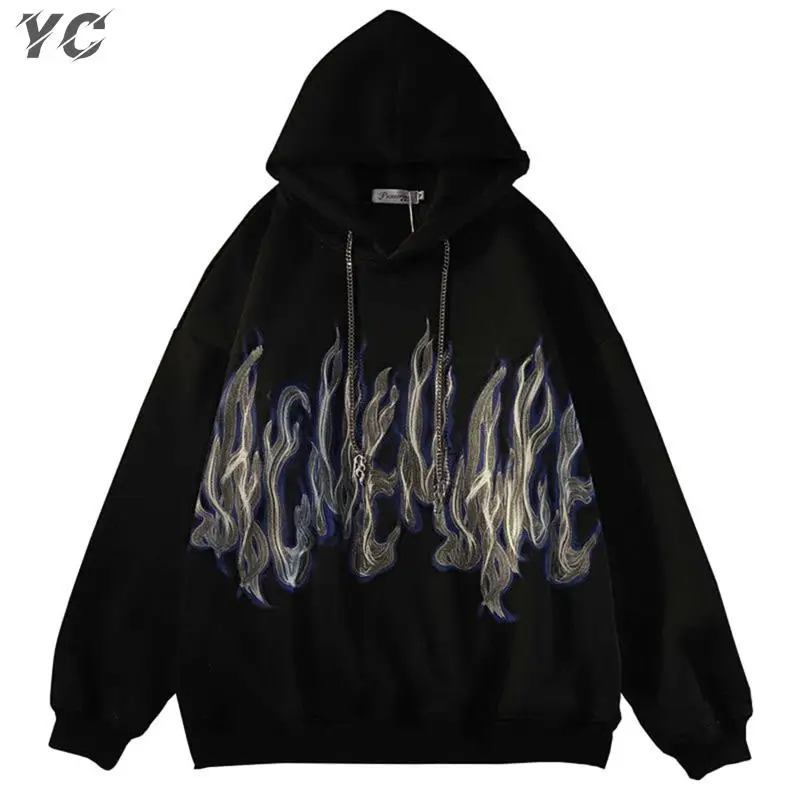 

Y2k Harajuku Hip Hop Men's Hoodies Unisex High Street Long Sleeve Pullovers Goth Print Male Retro Oversize Women Sweatshirt Tops