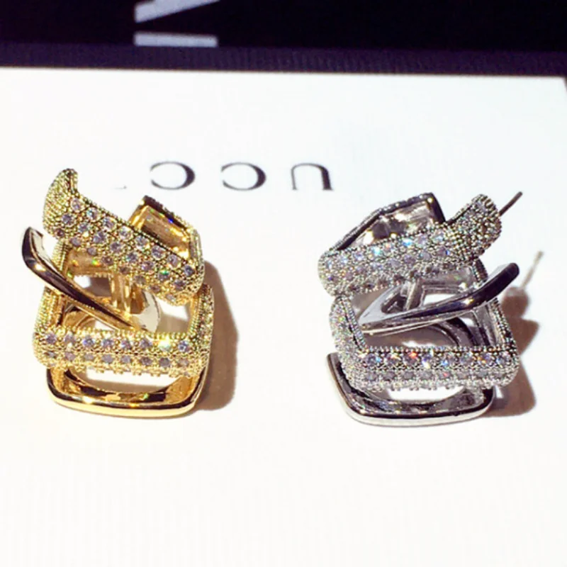 

Uilz новые трендовые геометрические Многослойные супер блестящие серьги-подвески с кристаллами эффектные Роскошные серьги очаровательные с...