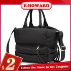 Повседневная Мягкая Наплечная Сумка для женщин, черная зимняя вместительная хлопковая дорожная дамская сумка-тоут через плечо с подкладкой из пуха и перьев, 2022