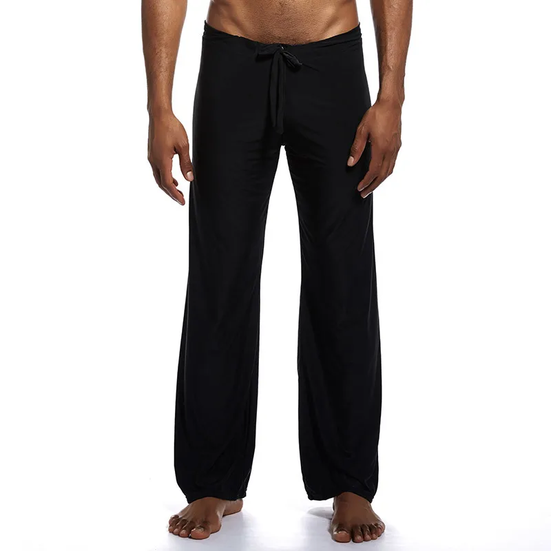 Mens Pajamas Pants Casual Sleep Bottoms Smooth Loose Yoga Sweatpants Man Homewear Pajama Pants Drawstring Wide Leg Thin Trousers