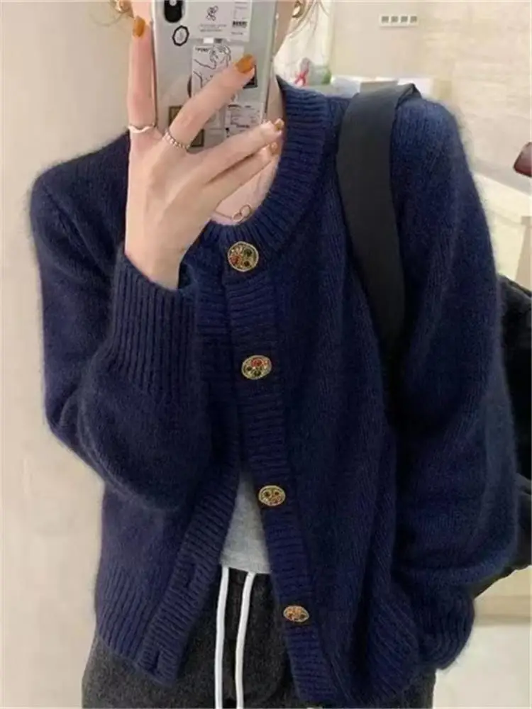 

Hsa Women Solid Sweater Cardigans O Neck Button Up Pearl Beading Knitted Jackets Autumn Winter Knitted Jacket Female Tops