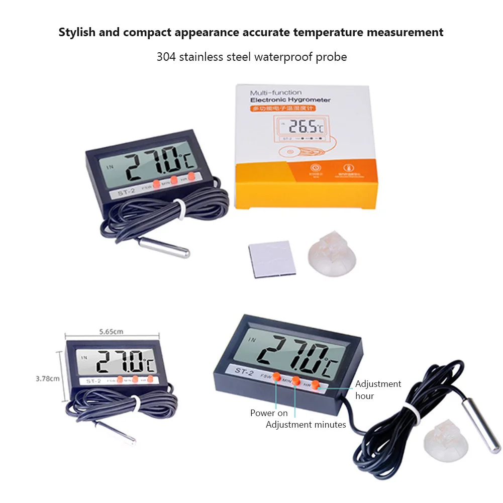 Цифровой Аквариумный Термометр ST-2 С Зондом Из Нержавеющей Стали Большой