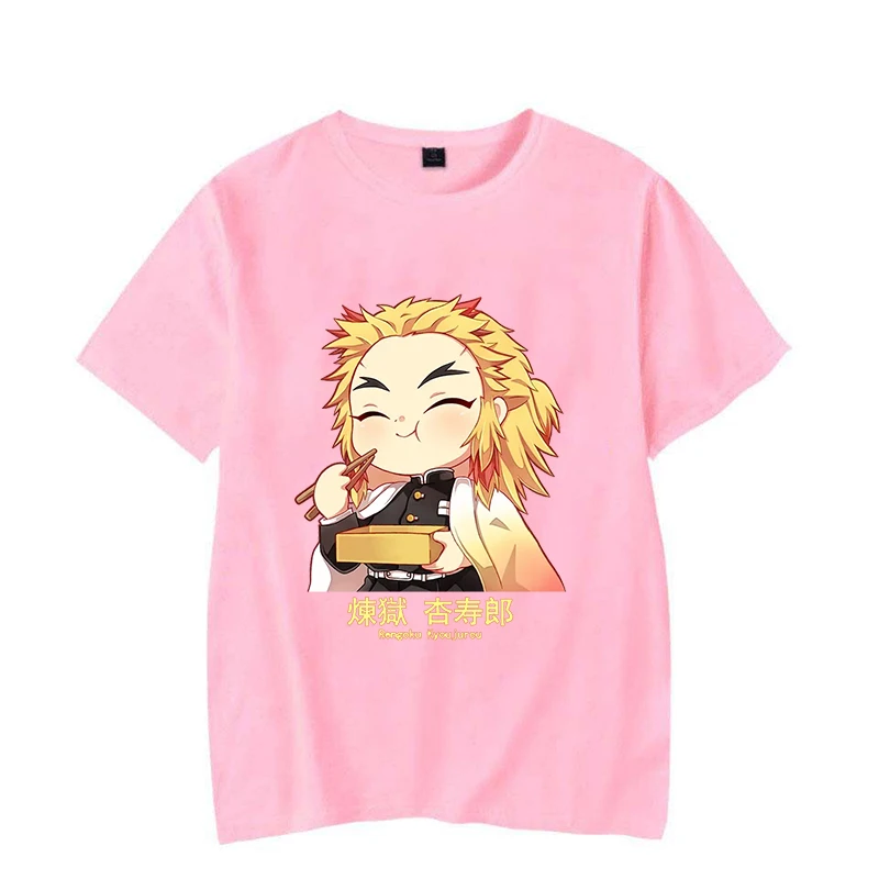 Новые популярные милые футболки Rengoku Kyoujurou с принтом женские повседневные