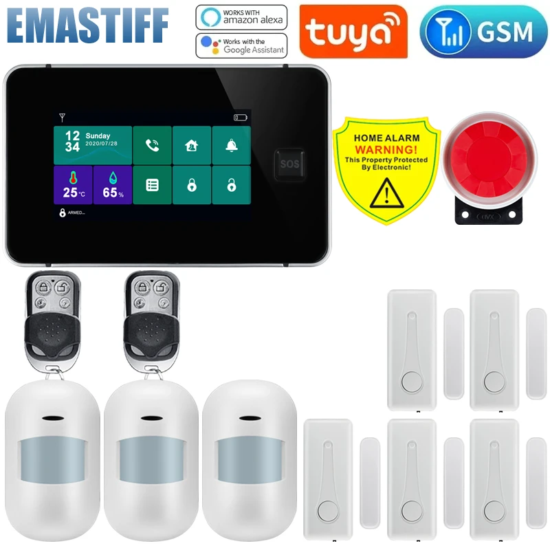 

W8B G60 Alarm System Kits for Home Burglar Security 433MHz WiFi GSM Alarm Wireless Tuya SmartLife Alexa App Control Door Sensor