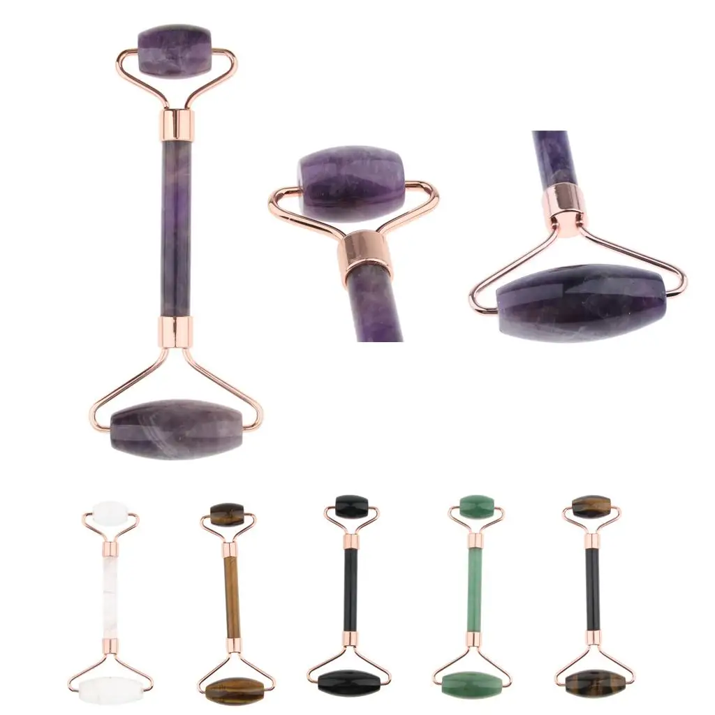 Натуральный нефритовый двойной массажер для лица с роликовым колесом