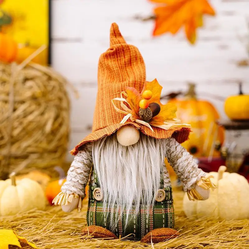 

Fall Gnomes Autumn Harvest Gnomes Handmade Thanksgiving Day Fall Gift Figurine Scandinavian Faceless Doll for Table Ornaments