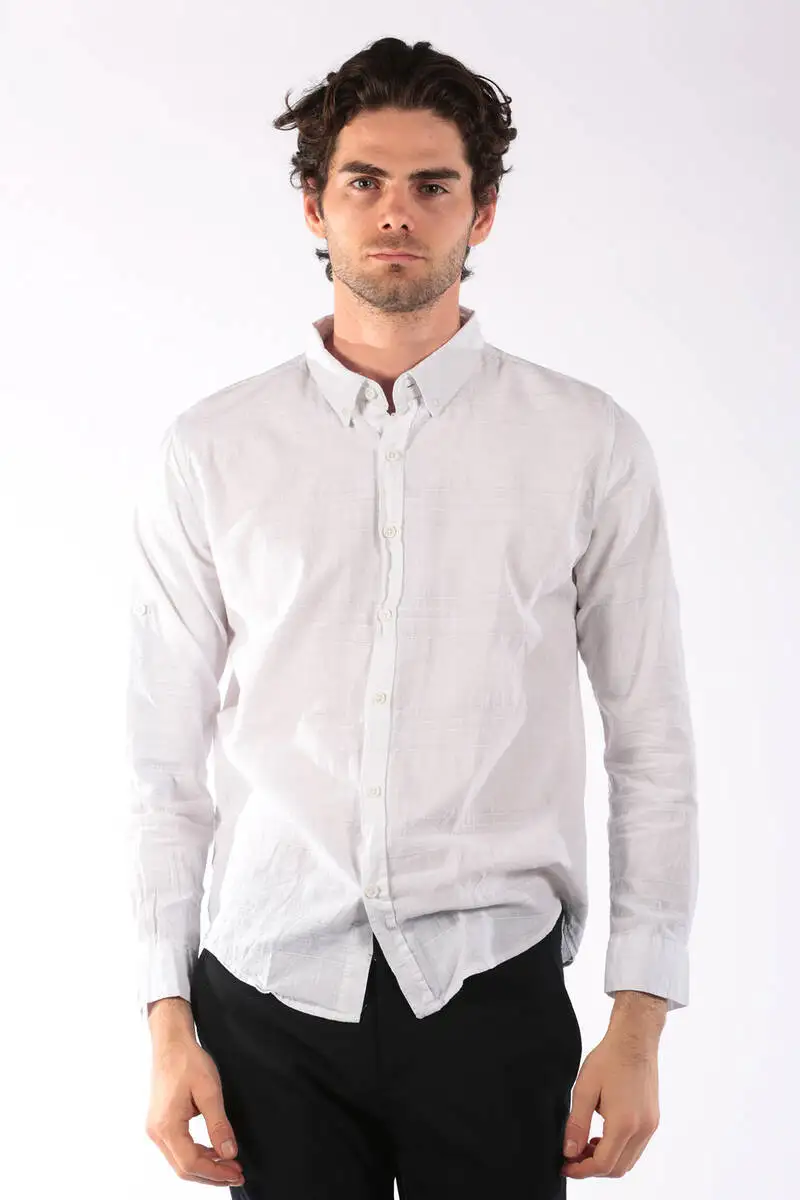 

Rodrigo Keten Çizgili Erkek Gömlek Beyaz