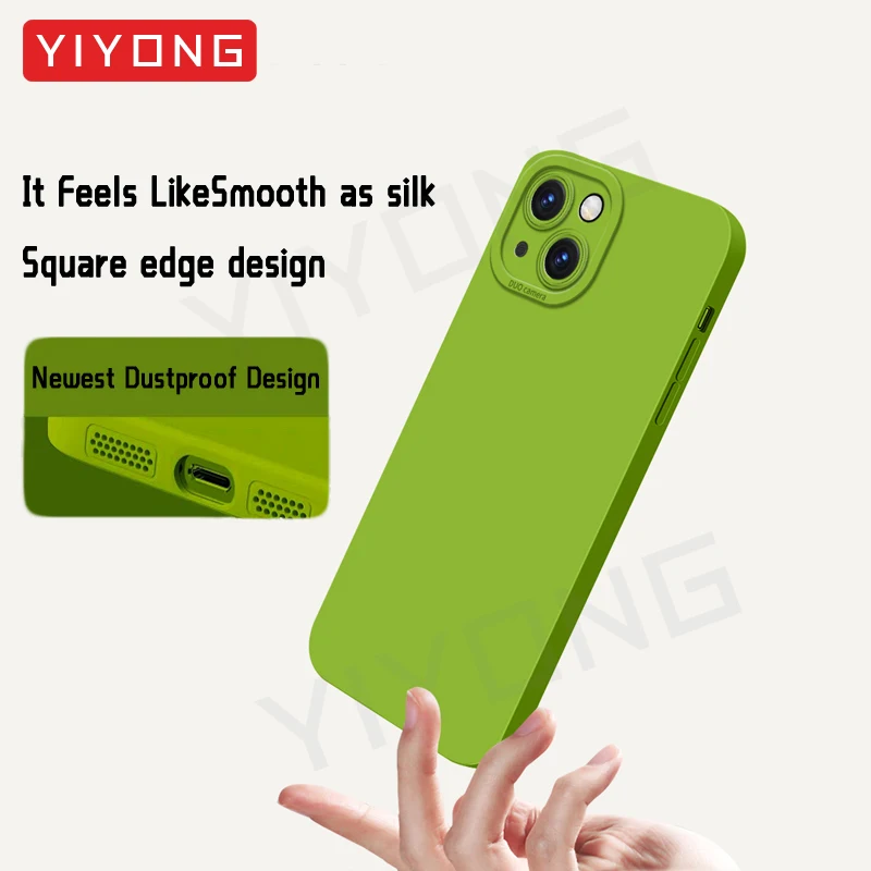 Фото For iPhone14 Plus Case YIYONG Original Liquid Silicone Soft Cover For iPhone 14 13 12 11 Pro Max iPhone12 iPhone13 Mini Cases №2
