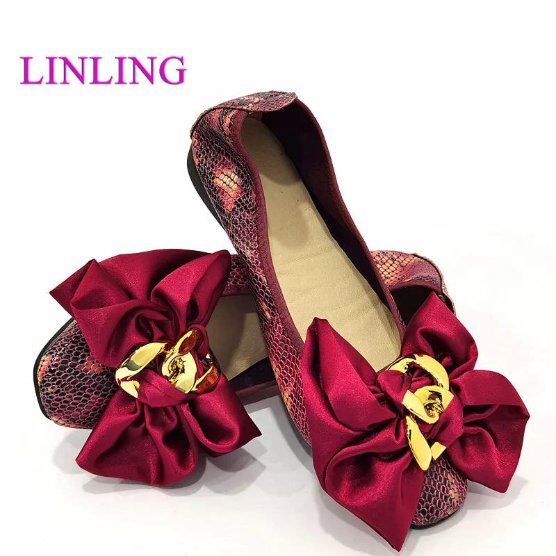 

Women's Shoes 2022 Trend Square Head Genuine Leather Big Bow Metal Chain Ballet Flats Good Quality Snake Pattern Loafers Spring