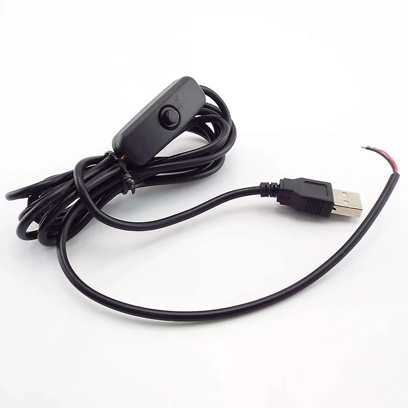 

Светодиодная лента, USB-коннектор, кабель-переключатель, 2 м, электрические кабели, медный провод, 5 В, 12 В, удлинитель питания USB для светодиодн...