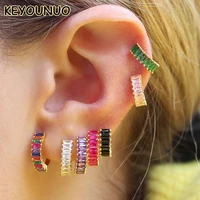 keyounuo gold filled silver color cz hoop earrings for women piercing zircon colorful earrings fashion party jewelry wholesale