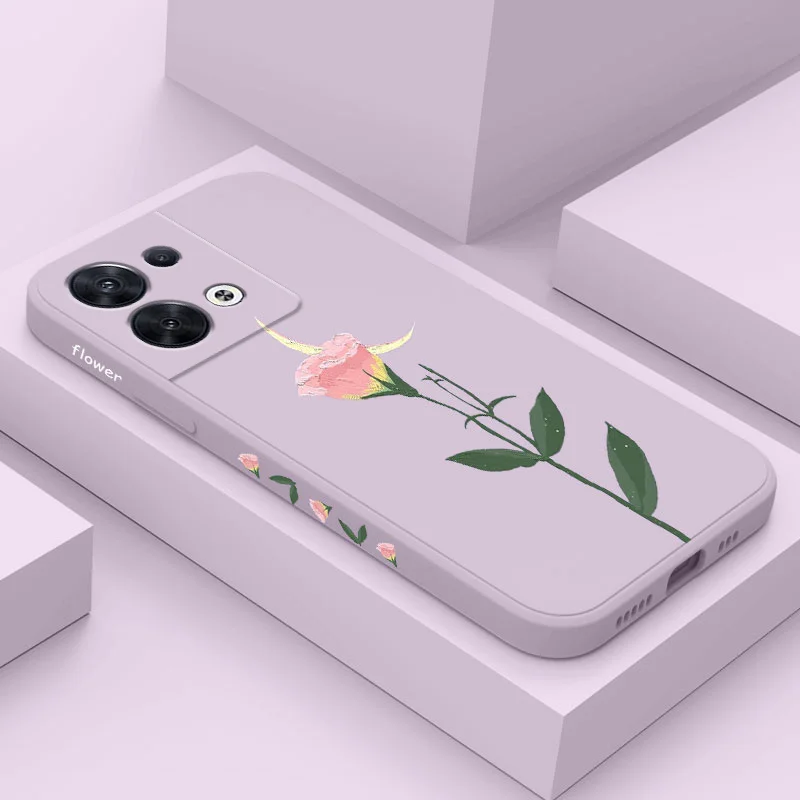 

Single Flower Phone Case For OPPO Reno 8 8T 8Z 7 7Z 6 5 Pro 4G 5G F19 F9 Pro Liquid Silicone Cover