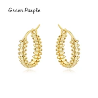 green purple simple plated gold ear buckles real s925 sterling silver hoop earrings for women fine jewelry party gift brincos
