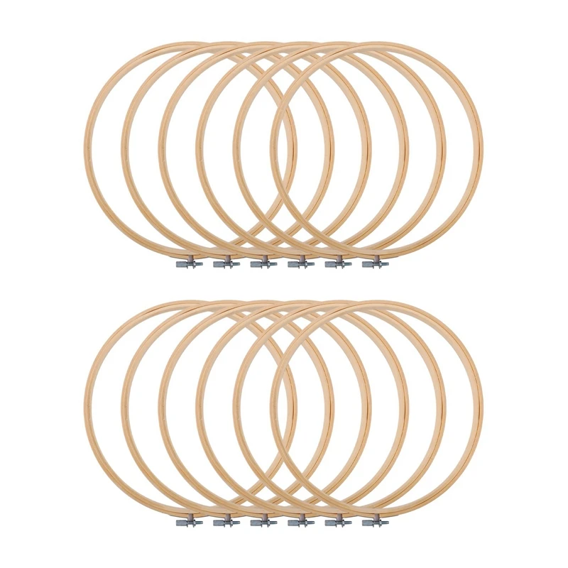 

Кольца для вышивки деревянные, круглые регулируемые бамбуковые обручи, кольца для вышивки крестиком, 12 штук, 10 дюймов