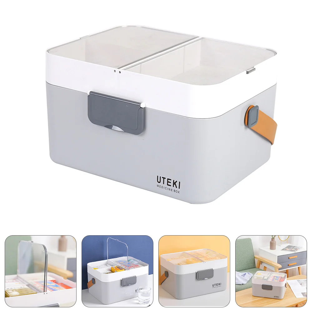 

Portable Storage Medicine Box Plastic Double-layer Home Box Case Organizer