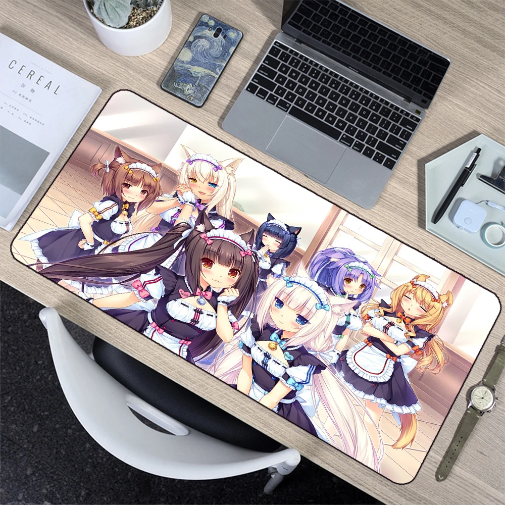 

Anime Cute Cat Lady Paradise Game Accessories Keyboard Pad Notebook Office Computer Desk Integrated Large Locking Edge Mouse Pad