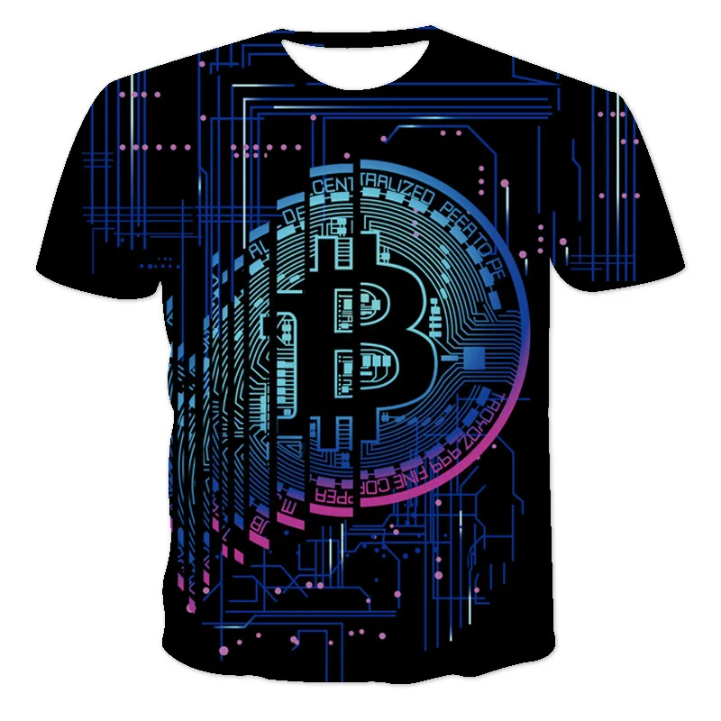

New Summer 3D Printed Classic Bitcoin Oversized T-Shirt Men Women Loose Short Sleeve Casual Fashion O-Neck Punk All-Match Tee
