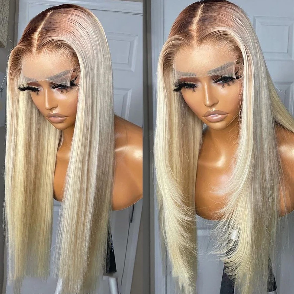 

613 Honey Blonde Color Remy Brazilian Straight 360/13x6/13x4/5x5Lace Front Human Hair Wig 613 Ombre Frontal Wigs for Black Women