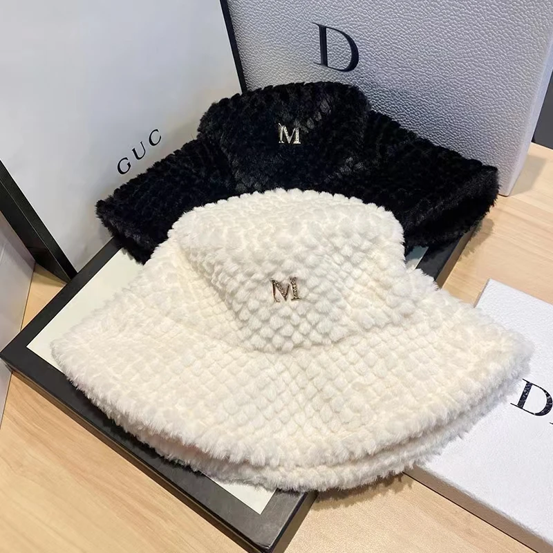 

Fashion Autumn Winter Faux Fur Bucket Hat Solid Color Plush Fisherman Hat Soft Warm Thick Basin Hat Protection Bucket Hats