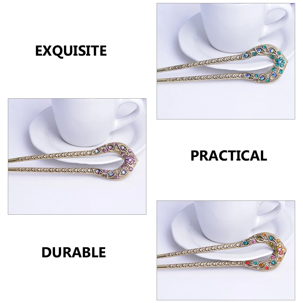 Винтажная заколка для волос со стразами женские зажимы держатель булочек