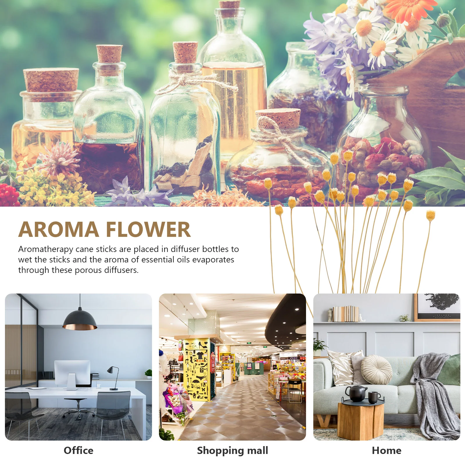 20 шт. ароматерапевтическое масло из ротанга цветочные палочки диффузор для