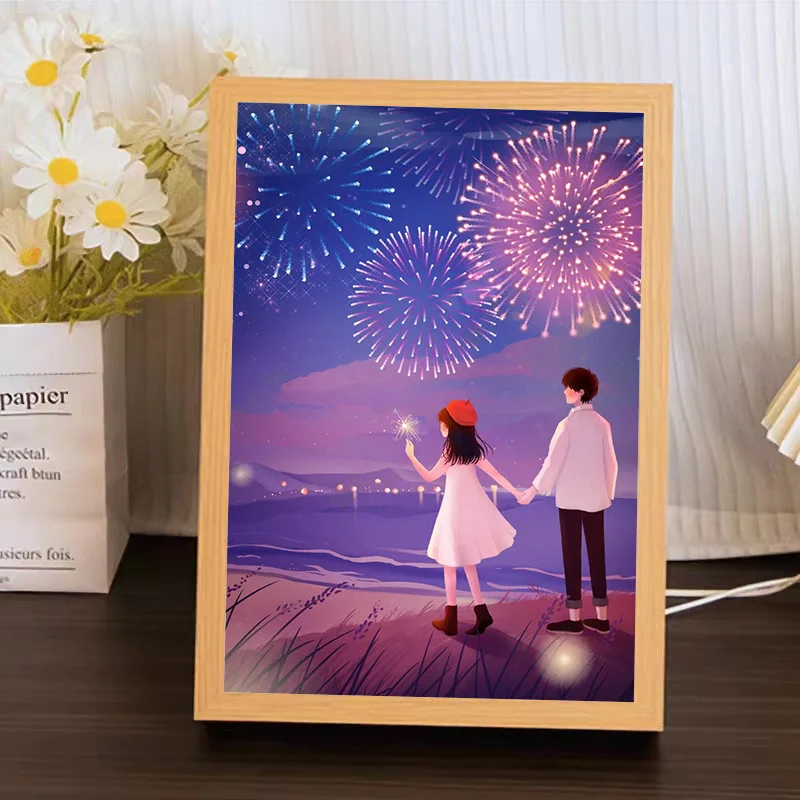 Светящиеся аниме настенные бра INS деревянная фоторамка с подсветкой ночники