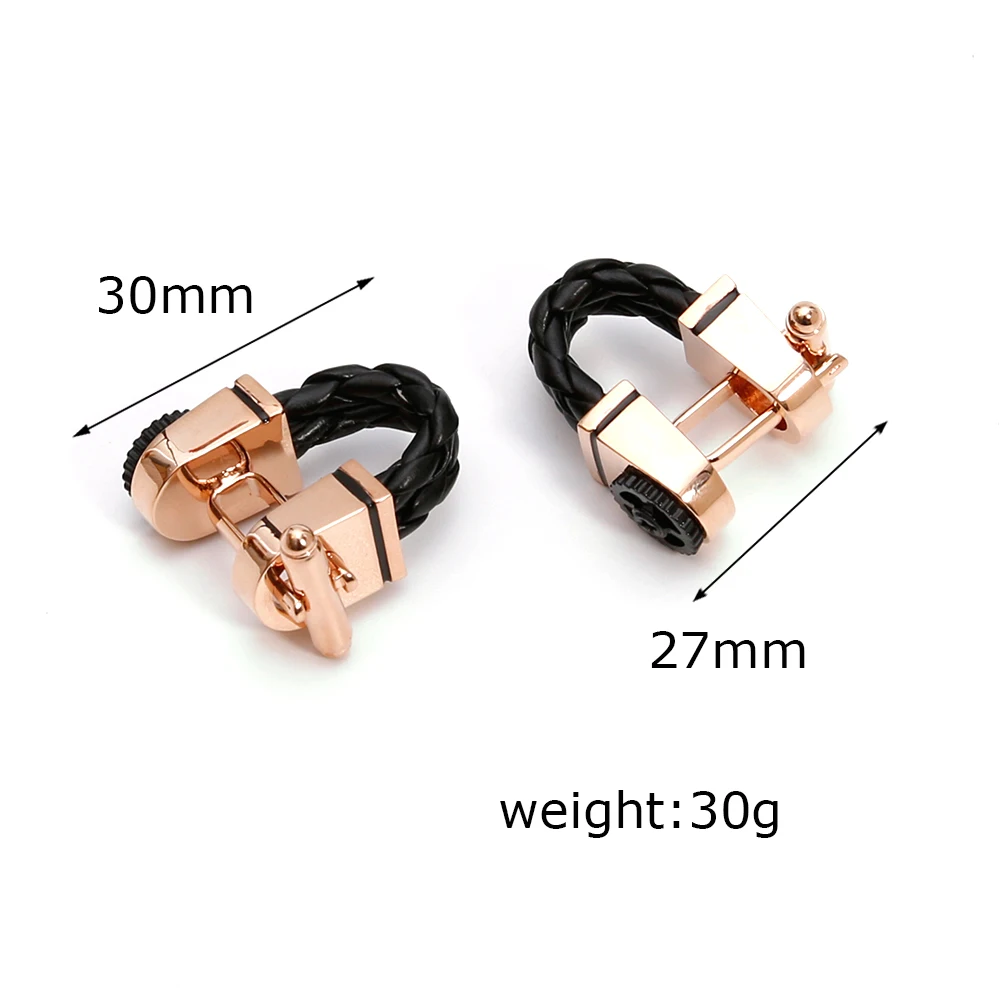 Cufflinks for Men TOMYE XK22S049 Luxury Black Leather Gold Formal Business Casual Dress Shirt Buttons Wedding Gift Cuff Links