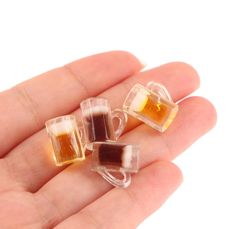 2PCS Dollhouse Mini Beverage Beer Cup Bottle Model Kitchen Accessories For Doll House Decoration Kids Pretend Play Toys