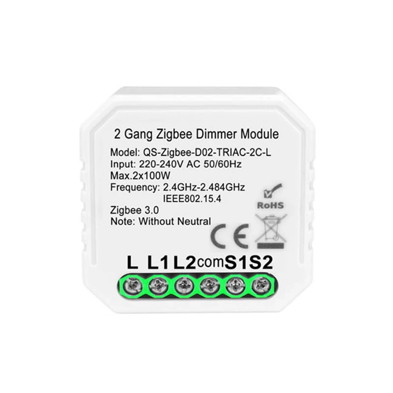 

Zigbee Dimmer Module 2.4ghz 2 Gang Portable Remote Control Gateway Hub Required Compatible Alexa Home Wifi Dimmer Switch