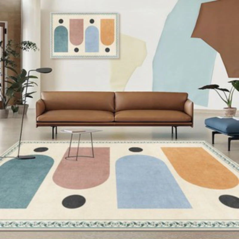 Nordic Minimalist Style Living Room Geometric Rug Modern Luxury Bedroom Rug Bedside Home Decor Crystal Velvet Rug