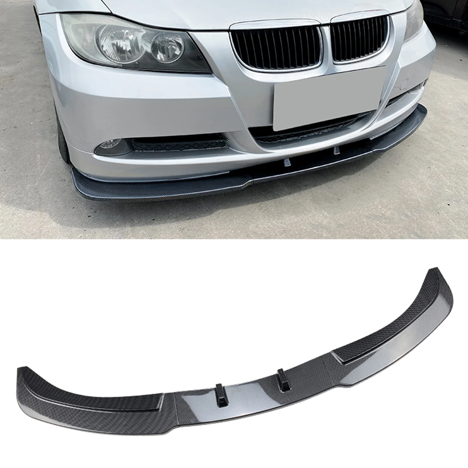 

For BMW 3 Series E90 E91 2005-2008 320i 330i Base Sedan Front Bumper Spoiler Lip Carbon Fiber Look Car Lower Splitter Blade Kit