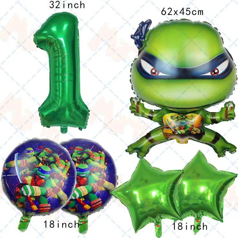 Cartoon Tortoise Hero Turtle Foil Balloon Birthday Party Decoration Anime Ninja Ballon Supplies Boy Gift Home Decor Kid Toy
