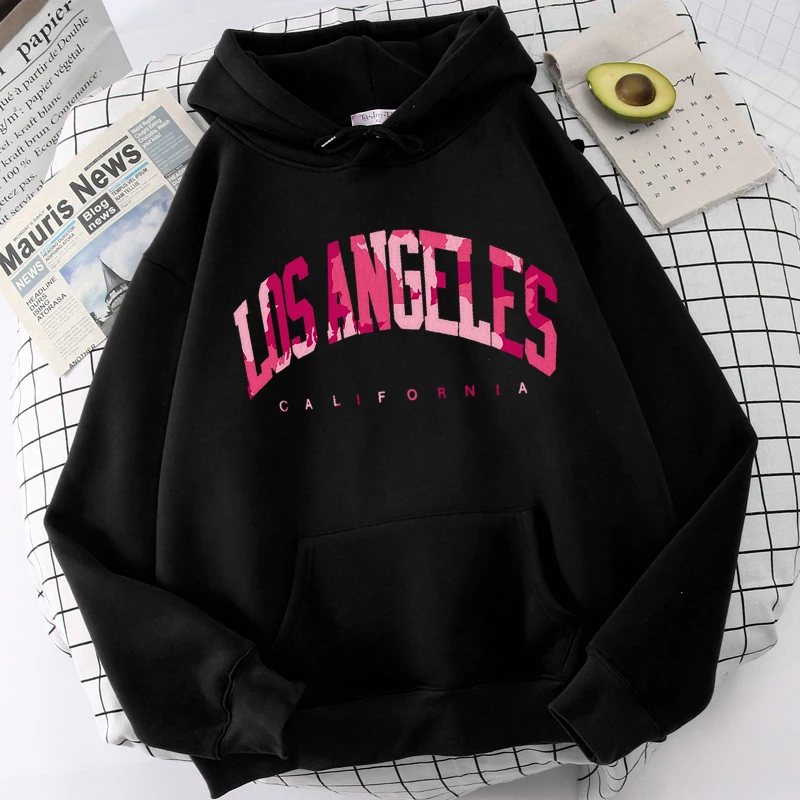 2022 New Women Hoodies Sweatshirt Los Angeles Letter Print Hoodie Streetwear Tracksuit Hooded Pullovers Female Y2k Clothes Tops