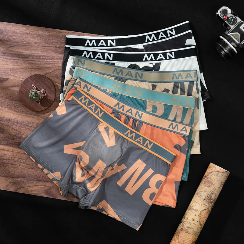 3pcs/lot Fashion Men Panties Seamless Letter Printed Underpants Breathable Man Underwear Plus Size Male Boxer calzoncillo hombre