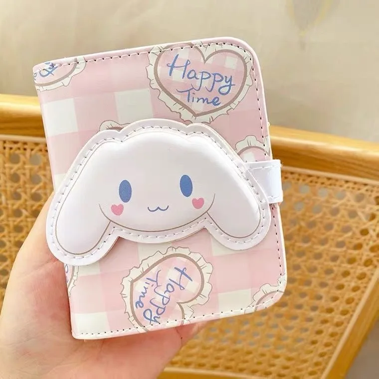 

Кошелек Sanrio Cinnamoroll из ПУ кожи, мультяшный бумажник, простой и портативный кошелек тройного сложения, Студенческая мини-сумка для карт, подарок на день рождения