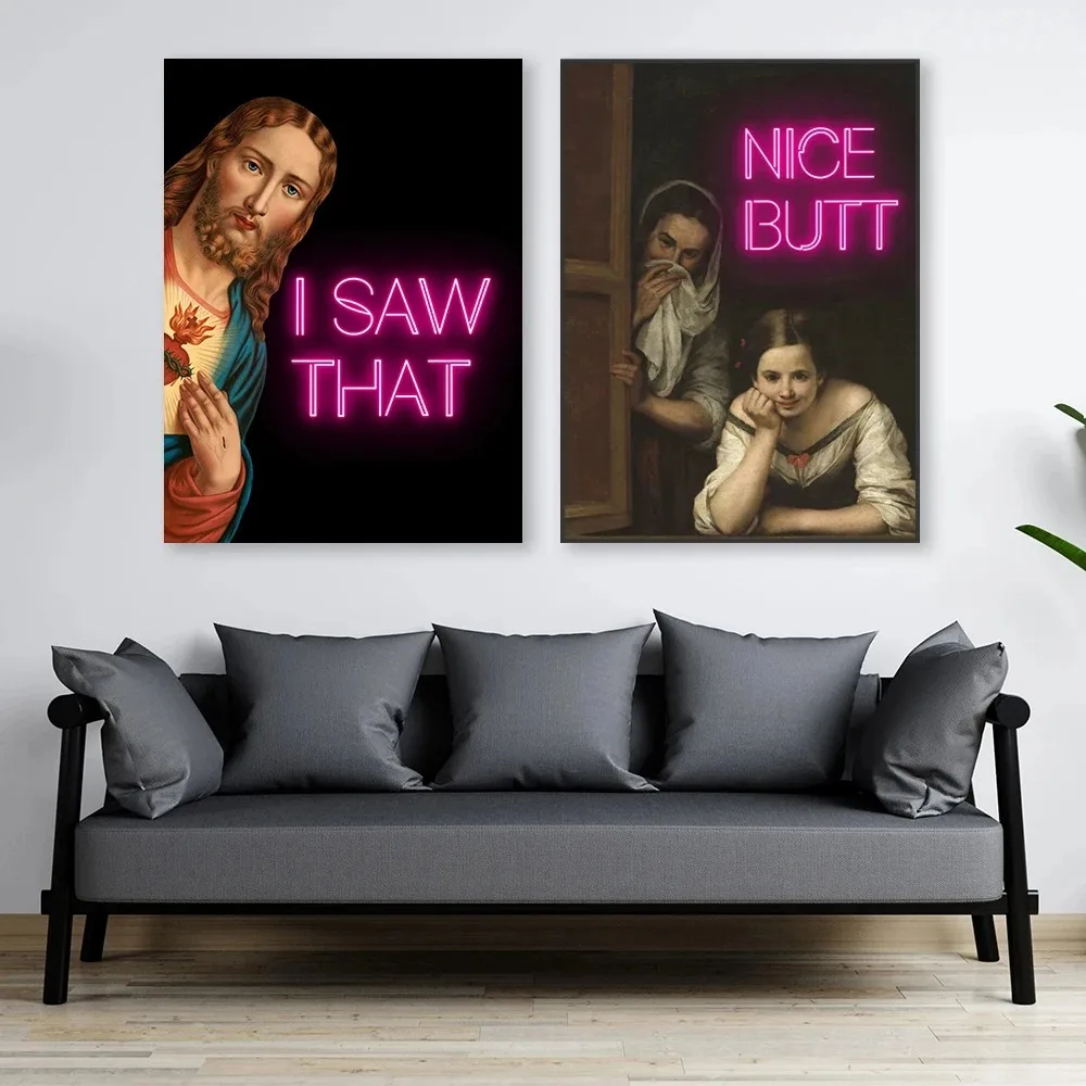 Винтажный забавный знак для туалета Ренессанс портрет Мона Лиза плакат