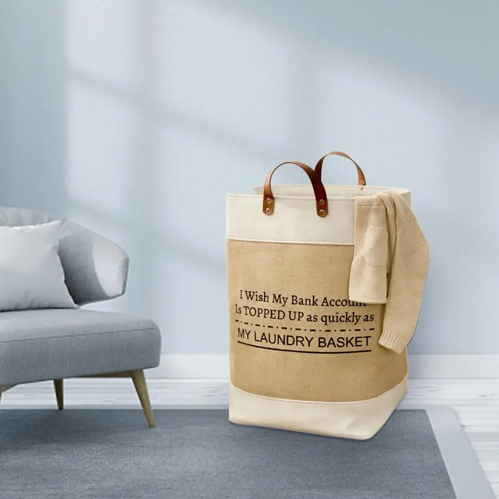 

Clothes Sack Lightweight Eco-friendly Faux Leather Handles Clothes Storage Pouch Storage Baskets Home Storage & Organization