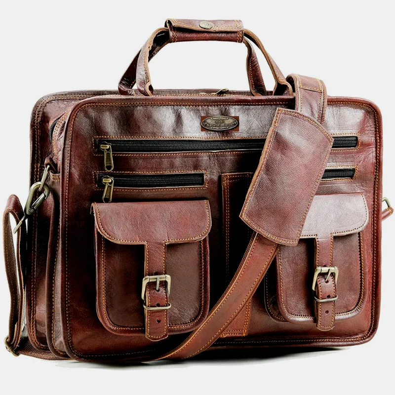 Genuine Leather Messenger Bag Satchel New Travel Briefcase 13x18 Inch Travel Handbag