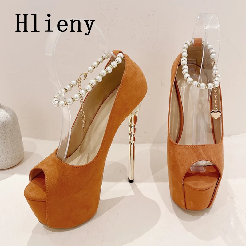 Модные женские туфли Hlieny на платформе модные туфли-лодочки с цепочкой и бусинами