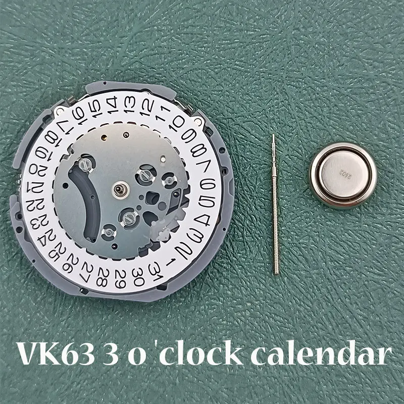 

High Accuracy Quartz Chronograph Watch Movement Replacement For VK SERIES VK63 3 o'clock position Watch Single Calendar white