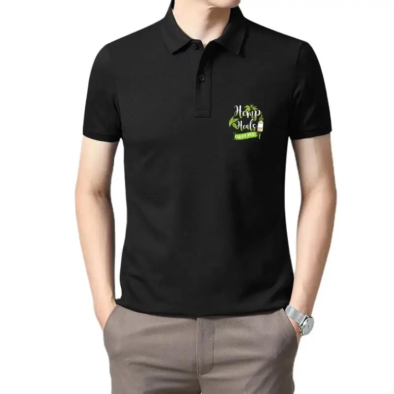 

Golf wear men Hemp Heals Cbd Oil Casual Print Fashion New Fashion Design polo t shirt for men