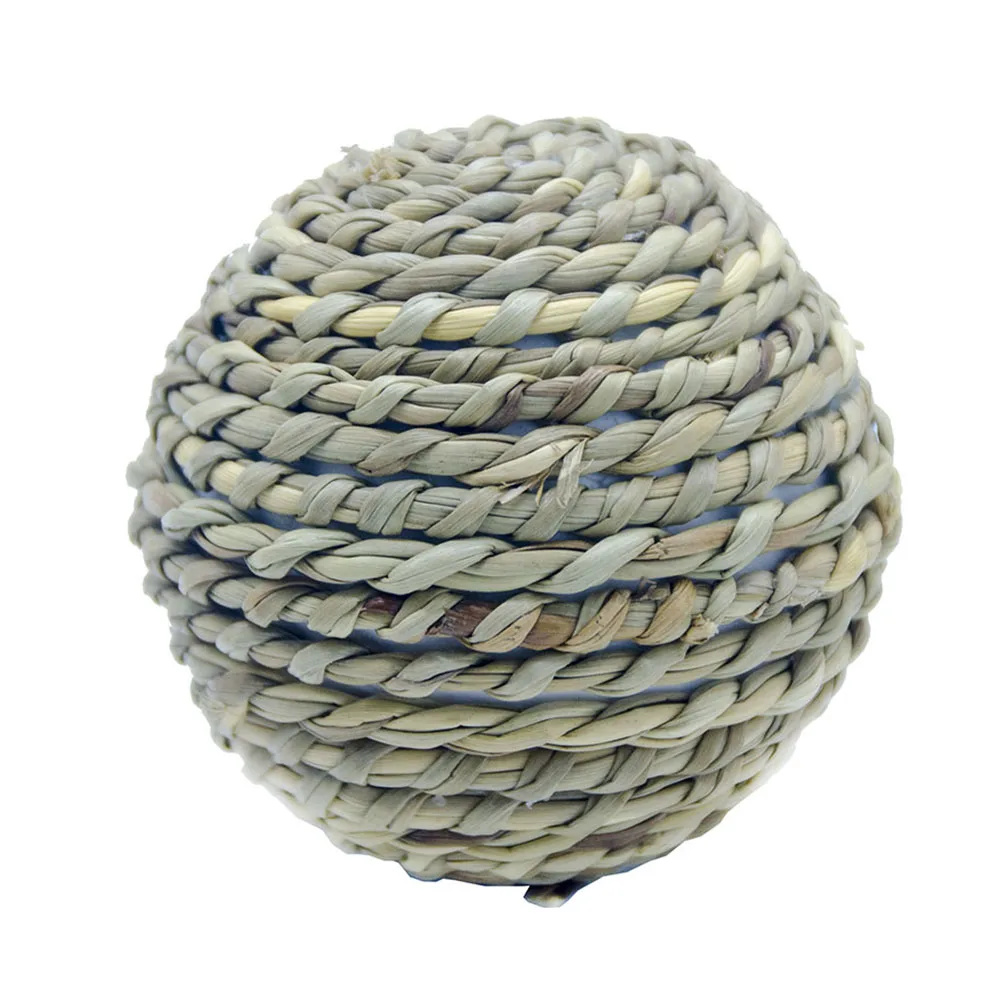 

Natural Straw Ball Pets Parrot Chew Bite Teeth Cleaning ToysSupplies Dolls Bite Squeak Toys for Rabbits Cats Small Rodents Pet
