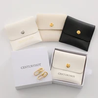 100pcs Cusotm Logo PU Leather Jewelries Button Pouches 7x7cm 8x8cm 9x9cm Personalized Ring Earrings Small Bags Business Logo