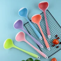 Translucent Long Handle Spoon Silicone Spoon Non Stick Pot Rice Spoon Heat-resistant Round Spoon Kitchen Supplies Cooking Tools