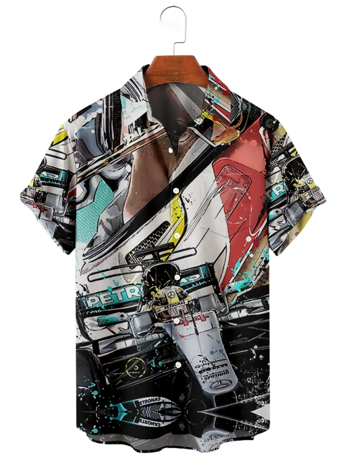 2022 New Car Elements 3D Digital Hawaiian Shirt Men's Fashion Short Sleeve Shirt Printing Loose Quick Dry Shirt Top