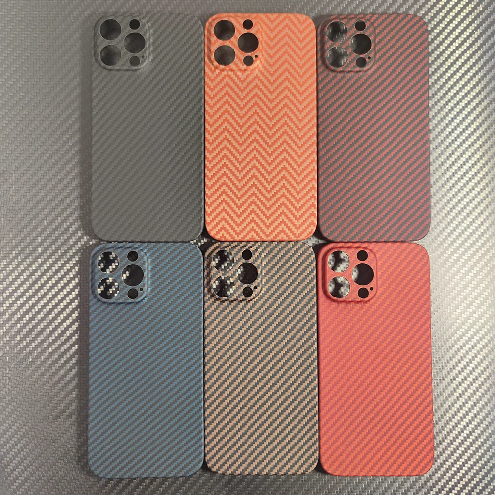 

for iphone 13 pro max cases Pure Carbon Fiber Lens Protection Ultra Thin Aramid fiber Hard phone Cover for 13 pro 13 mini blue