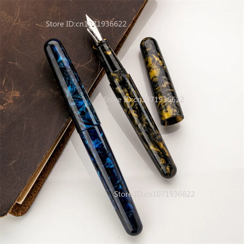 Фото Перьевая ручка Tangmoon C6 Blue Silver, ручка для каллиграфии из смолы премиум-класса, наконечник BOCK EF F для практики письма и подарков, офисные принадлежности №1