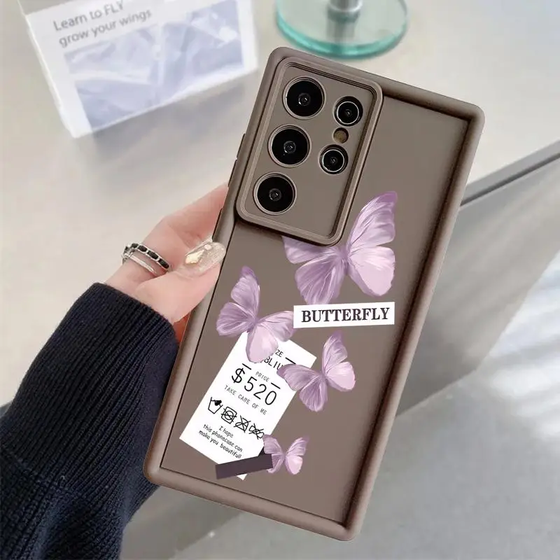 Красный синий чехол с бабочкой для Samsung Galaxy S22 S23 S20 S21 FE S24 Plus Capa Note 20 ультра Phone Fundas