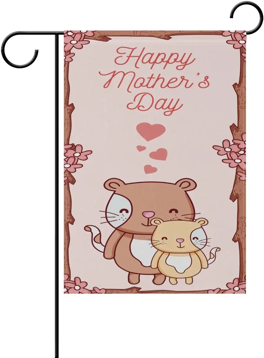 

Mother's Day Garden Flag Yard Decoration, Sweet Cats Mom Festival Flower Tree Double-Sided Decor Home House Flags