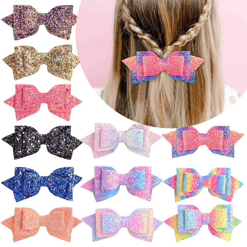 1 Piece Cute Swallowtail Glitter Bows for Girl New Handmade Hair Clip Boutique Hairpins Headwear Hair Accessories 12 Colors images - 6